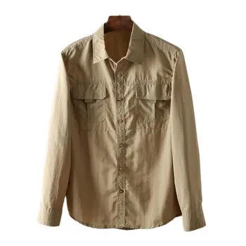 Уличная водонепроницаемая ткань, американская быстросохнущая весенне-осенняя новая мужская рубашка с отворотом и длинными рукавами, мужская рубашка