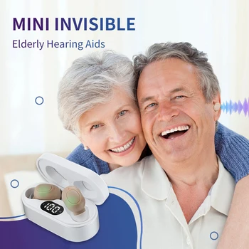 1 Пара мини-вкладышей, портативных невидимых слуховых аппаратов с цифровым дисплеем, ассистент, регулируемый усилитель звука для глухих пожилых людей