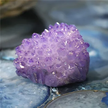 1 шт. Образец минерала из натурального кристалла Рэйки, руда с фиолетовым покрытием, Кварцевый орнамент, Драгоценный камень Рэйки для медитации, домашний декор