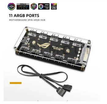 100шт 5V 3-контактный RGB 10 Концентратор-Разветвитель SATA Power 3pin ARGB Вентилятор-Концентратор 3-контактный Адаптер-Удлинитель Для ASUS AURA SYNC RGB LED Case