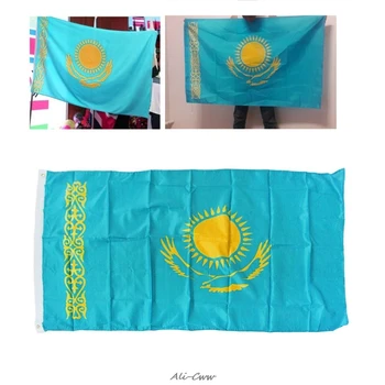 2018 Горячий 90 * 150 см Флаг Казахстана, Висящий Баннер, Парад офисных мероприятий, Украшение дома B89