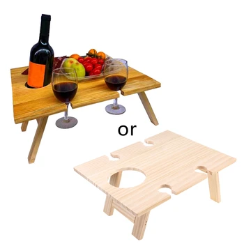 2021 Новый открытый складной винный столик Складной Деревянный поднос для пикника Держатель для шампанского и пива