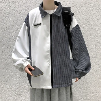 2022 Новая Уличная куртка для Мужчин, Корейская Модная Мужская куртка Оверсайз на молнии, Мужское пальто M-3XL