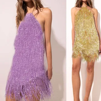 2023 года, Минималистичная элегантная одежда для вечеринок с кисточками, сексуальное вечернее платье без рукавов с V-образным вырезом, облегающие халаты для ночного клуба