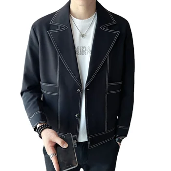 2023 Новая мода все с курткой топ Tiktok Boom стиль двойной линии дизайн повседневный маленький костюм M-3XL пальто мужчины