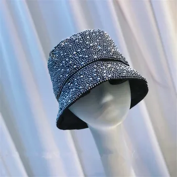 202302-kaiyou chic same star роскошная блестящая рыбацкая шляпа ручной работы с полным бурением воды бриллиантами женская шапочка-ведро женская рыбацкая шляпа