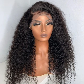 26 дюймов, плотность 180%, бразильский кудрявый парик из натуральных волос на шнурке спереди для чернокожих женщин с волосами Младенца, бесплатная доставка, ежедневные парики