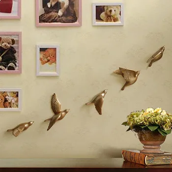 3D Декор стен в виде птиц из смолы для гостиной Креативные фрески Миниатюрная фигурка животного 3D наклейка Настенный орнамент на фоне телевизора