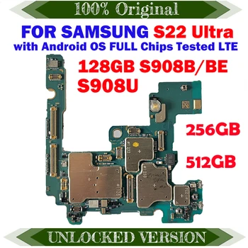 512GB 256GB Материнская Плата Samsung Galaxy S22 Ultra S908B S908B/BE S908U128GB Материнская Плата Android Полностью Работающие Основные Логические Платы