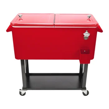 80Qt Красная коробка Черная квадратная трубка со сливной трубой морозильный инкубатор [на складе в США]