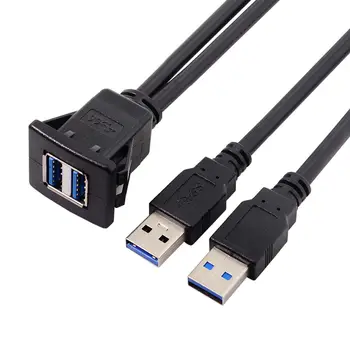 CYSM Xiwai Водонепроницаемый двойной удлинитель USB 3.0, крепление на защелке, автомобильный AUX-кабель длиной 1 м для приборной панели