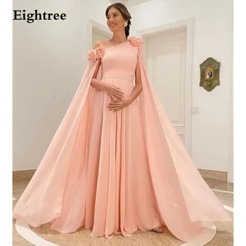 Eightree Детское Розовое Шифоновое вечернее платье с короткими рукавами и объемными цветами, элегантные вечерние платья А-силуэта для официальных мероприятий