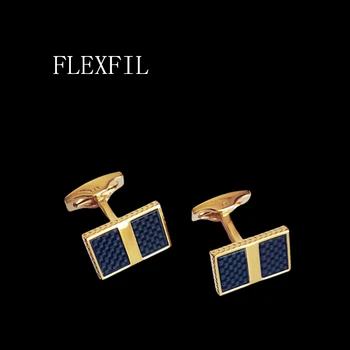 FLEXFIL Роскошная рубашка запонки для мужской марки манжеты пуговицы запонки gemelos fiber квадратные свадебные украшения abotoaduras