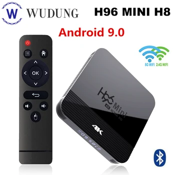 H96 Mini H8 Android 9,0 Smart TV Box RK3228A 4K HD телеприставка 2,4 G и 5G Двойные Wifi BT4.0 коробки без приложения
