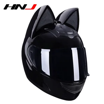 HN four seasons универсальный электрический мотоциклетный шлем с кошачьими ушками для мужчин и женщин, симпатичный шлем-локомотив с полным шлемом