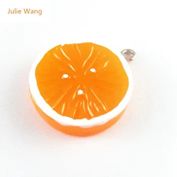 Julie Wang 5ШТ Мини-подвески из смолы в форме фруктов, подвески в форме ярко-оранжевого цвета, Подвесной подарочный браслет на молнии ручной работы, аксессуар для рукоделия