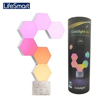 LifeSmart Cololight Pro Smart Quantum Light Kit Светодиодный 16 миллионов цветов, соединяющий 6 блоков с каменным основанием, работает с Alexa Google