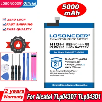 LOSONCOER 5000 мАч TLp043D1 TLP043D7 Аккумулятор Для Alcatel TLp043D7 TLp043D1 Аккумулятор Мобильного Телефона Бесплатные инструменты