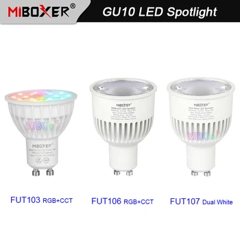 Miboxer Smart 4W 6W GU10 Светодиодный Прожектор RGB + CCT / Двойная Белая Потолочная лампа FUT103 / FUT106 / FUT107 Потолочный светильник 2.4 G С дистанционным управлением приложением
