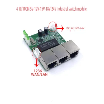 Mini PCBA 4 порта Networkmini Ethernet модуль коммутатора 10/100 Мбит/с 5 В 12 В 15 В 18 В 24 В