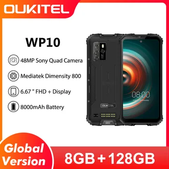 OUKITEL WP10 Прочный смартфон 8 ГБ 128 ГБ 8000 мАч Мобильный телефон Android 10,0 Сотовый телефон 6,67 