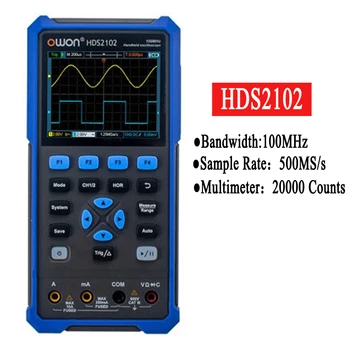 OWON HDS2102S HDS2102 Ручной осциллограф 3-в-1 с полосой пропускания 100 МГц, 2 канала, 20000 отсчетов, мультиметр OSC + DMM + Генератор сигналов