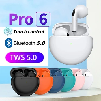 Pro6 TWS Беспроводные Наушники с Микрофоном Fone Bluetooth Наушники Спортивные Наушники J6 Гарнитура для iPhone Xiaomi PK Pro4 Pro5 i7s Pro3