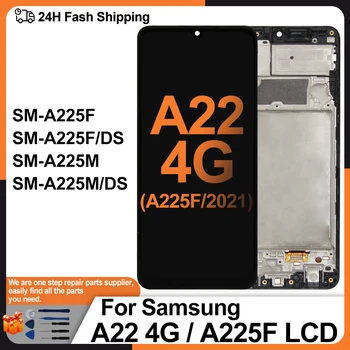 Super AMOLED Для Samsung Galaxy A22 4G ЖК-дисплей A225F A225F/DS A225 ЖК-дисплей С Сенсорным Экраном, Дигитайзер, Ремонт Samsung A22 Display