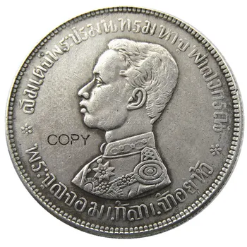TH(04)Таиланд 1 Бат 1876 - 1900 гг. Серебряная Монета мира Король Рама V Слоны Посеребренная Копия монеты