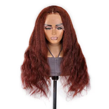 Unice Hair Yaki Reddish 33B Бразильский Объемный Волнистый парик красного цвета с кружевом спереди 13x4 Женские парики из человеческих волос с кружевом спереди