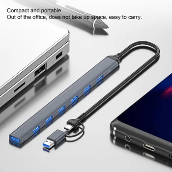 USB-концентратор 7 в 1, 1 порты USB 3.0, 6 портов USB 2.0, док-станция USB для флэш-накопителя USB, Беспроводная мышь, клавиатура, портативный ПК