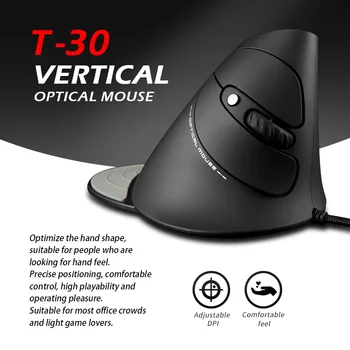 ZELOTES T-30 Проводная Оптическая Мышь Вертикальная Мышь USB Проводная Игровая Мышь 6 Клавиш Эргономичные Мыши с 4 Регулируемыми Точками на дюйм для Портативных ПК