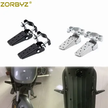 ZORBYZ Универсальный Мотоцикл Металлический 25-28 мм Черный/Серебристый Складной Подножка Для Ног Пассажира Задняя Педаль Подставка Для Ног Yamaha Honda Suzuki