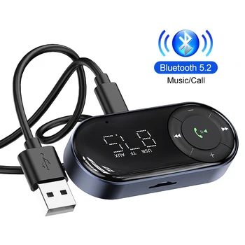 Автомобильный Bluetooth 5.2 Приемник FM-Передатчик Музыкальный Динамик Громкой Связи MP3-Модулятор Плеер 3,5 мм Aux Jack Аудиоадаптер Автомобильный Комплект