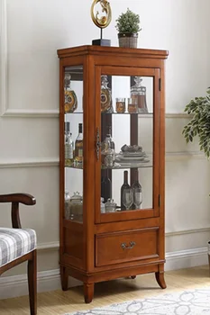 Американский винный шкаф из массива дерева, гостиная, настенный шкафчик, приставной шкаф для телевизора, боковой шкаф, простая стеклянная витрина, столовая
