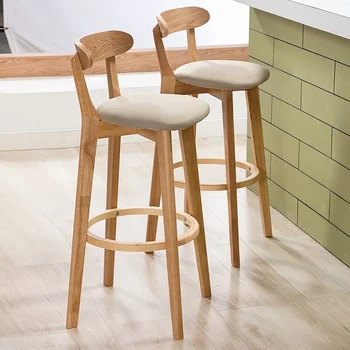 Барные стулья из массива дерева для кухни и высокого стола Современный минималистский табурет стул прилавок табурет барный стол Высокий табурет со спинкой барный стул