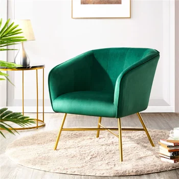 Бархатное клубное кресло с акцентом, зеленые кресла-диваны для гостиной и спальни, элегантный внешний вид, регулируемые подставки для ног