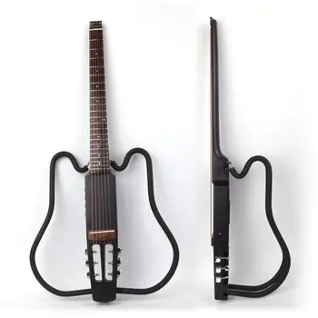 безголовая складная электроакустическая гитара, портативная, бесшумная для путешествий, встроенный эффект