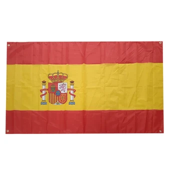 Быстрая доставка Трафаретная печать флагов Испании из 100% полиэстера с четырьмя втулками