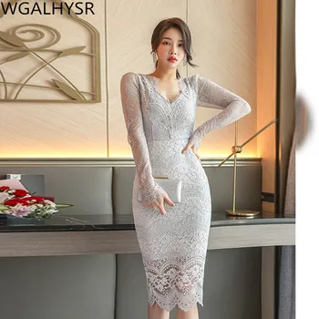Весна 2022, Новая Корейская версия, сексуальное кружевное платье, Женские облегающие платья-футляры, простые платья для офисных вечеринок, Vestidos