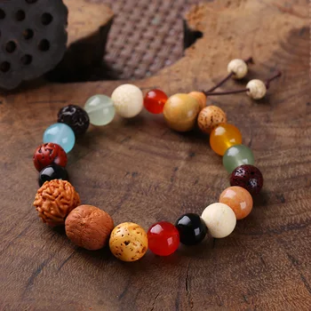 Винтажный натуральный браслет из 18 Семян Бодхи и браслеты для женщин и мужчин, Тибетские Буддийские Молитвенные Деревянные бусины, браслеты-Амулеты, ювелирные изделия
