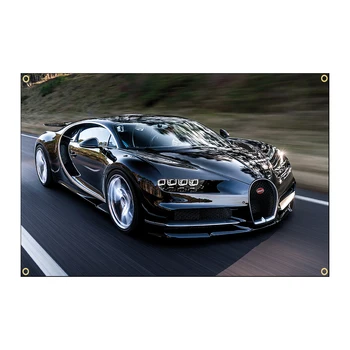 ВЫБОРЫ 90x150 см Гоночный автомобиль Bugatti Chiron Суперкар Украшение интерьера автомобиля баннер гобелен