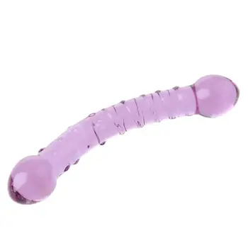 Двусторонний фаллоимитатор из фиолетового пирексового стекла, искусственный пенис, гранулы и спираль, имитатор точки G, секс-игрушки для взрослых для женщин