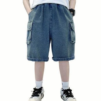 Джинсы для мальчика, однотонные джинсы, летние джинсы для мальчиков, повседневная детская одежда в стиле кэжуал 6 8 10 12 14