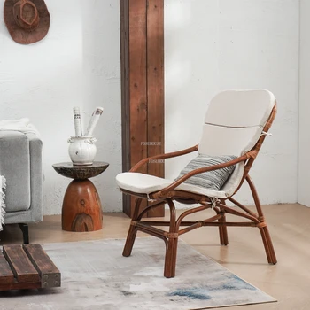 Дизайнерские уличные стулья из ротанга в стиле ретро, Простая уличная мебель, Кресло для отдыха на балконе, Пляжное кресло для отдыха, домашнее кресло с ленивой спинкой