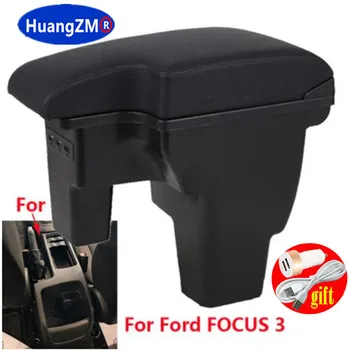 Для Ford Focus 3 MK3 Автомобильный Подлокотник Коробка Для Ford Focus 3 Автомобильные Аксессуары Для Дооснащения Деталей Центральный Ящик Для Хранения USB