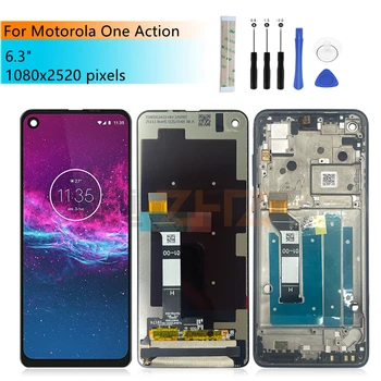 Для Motorola One Action ЖК-дисплей Сенсорный экран дигитайзер в сборе с рамкой Для Moto One Action Запасные части дисплея