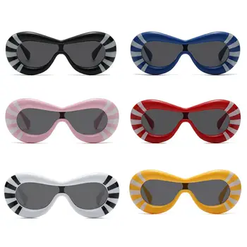Женщины Мужчины UV400 Негабаритные Цельные Солнцезащитные очки в толстой оправе с завышенной оправой Эстетических оттенков Овальные Солнцезащитные очки Y2K