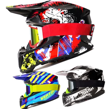 Защитный мотоциклетный шлем для мотокросса внедорожные шлемы с защитными очками ATV Dirtbike шлем для скоростного спуска DOT capacete женский мужской