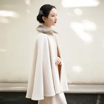 Зимняя новинка, китайская повседневная термостойкость, этнический стиль, плащ-накидка Yuanbao Mao, пальто, женская шаль